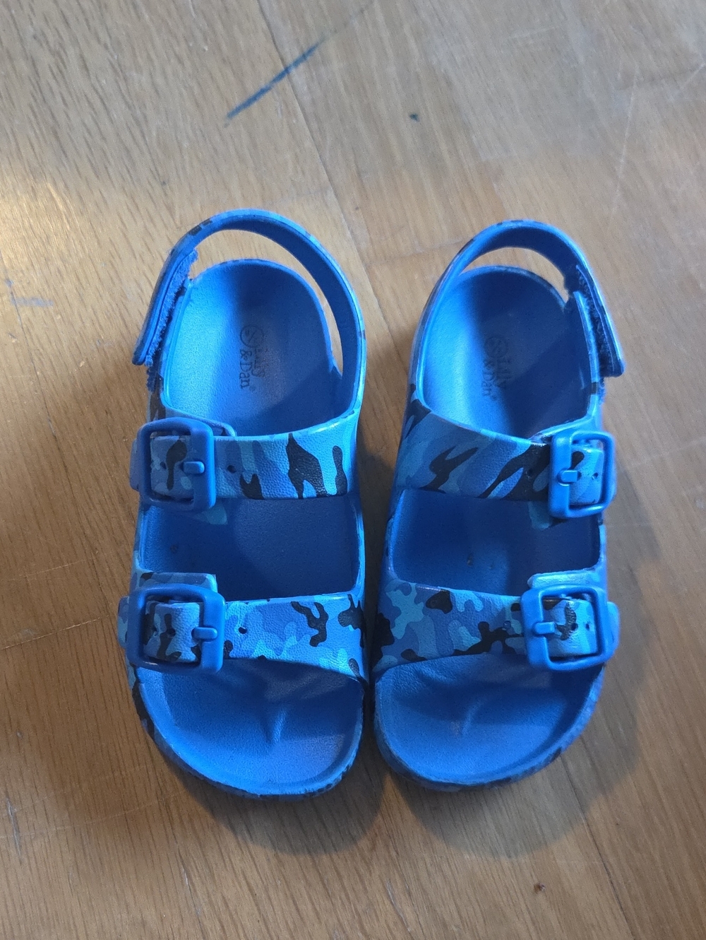 Kids Blue Camo Adjustable Buckle Sandals